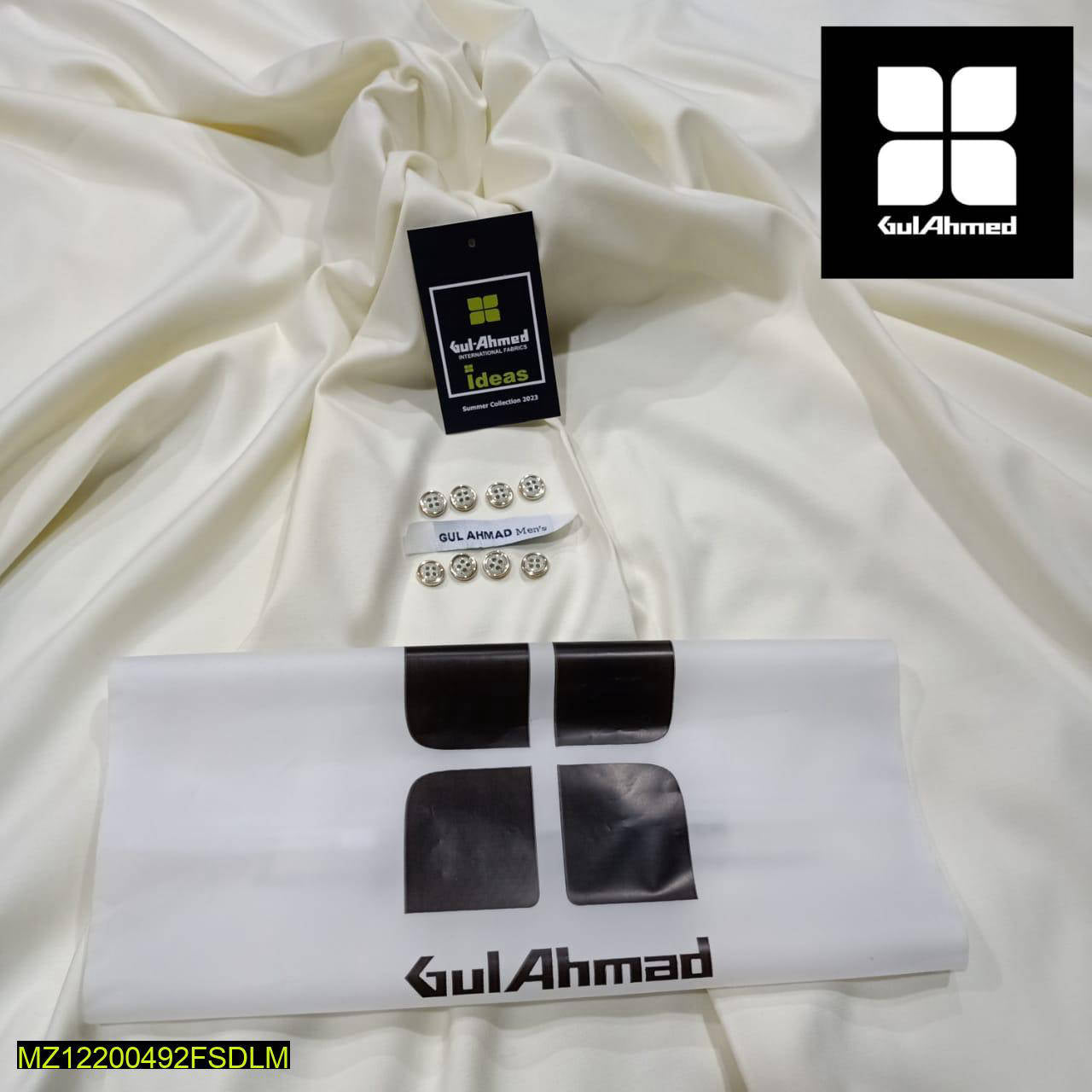 Buy Gul Ahmed Wash & Wear Off-White Unstitched Shalwar Kameez Fabric