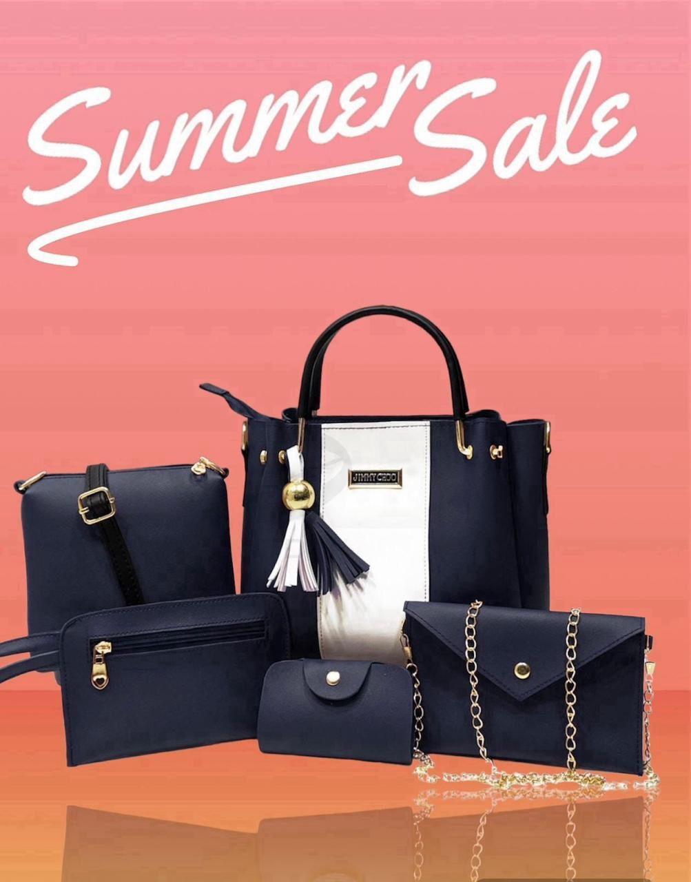 Women’s 5 Pcs Rexine Hand Bag Set – Stylish Ladies Shoulder & Top Handle Purse Combo for Daily Use
