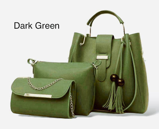 Maroon 3-Piece Girl's Rexine Handbag Set