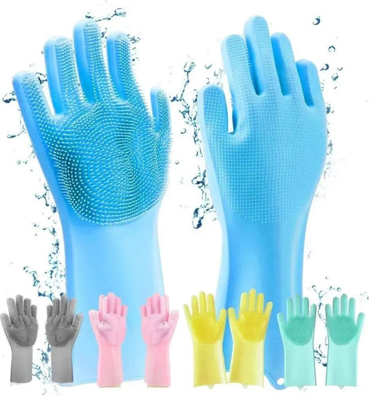 Silicone Dish Washing Gloves with Scrub Brush – Reusable Kitchen Cleaning Gloves for Dishes, Pots & Fruits | Best Price in Pakistan