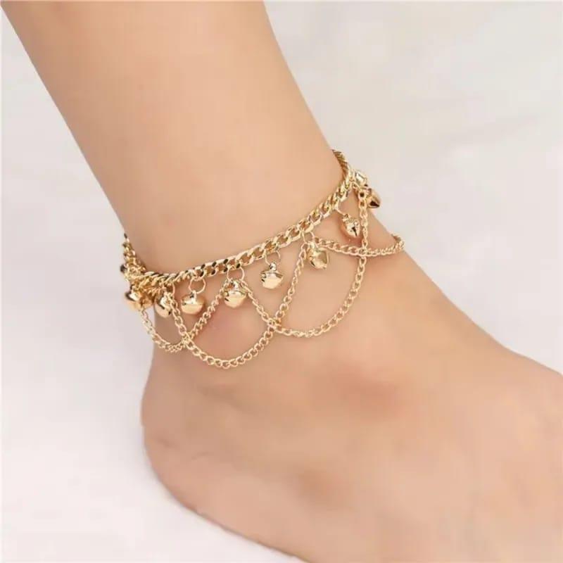 Gold Plated Bell Anklet for Women – Elegant Golden Payal
