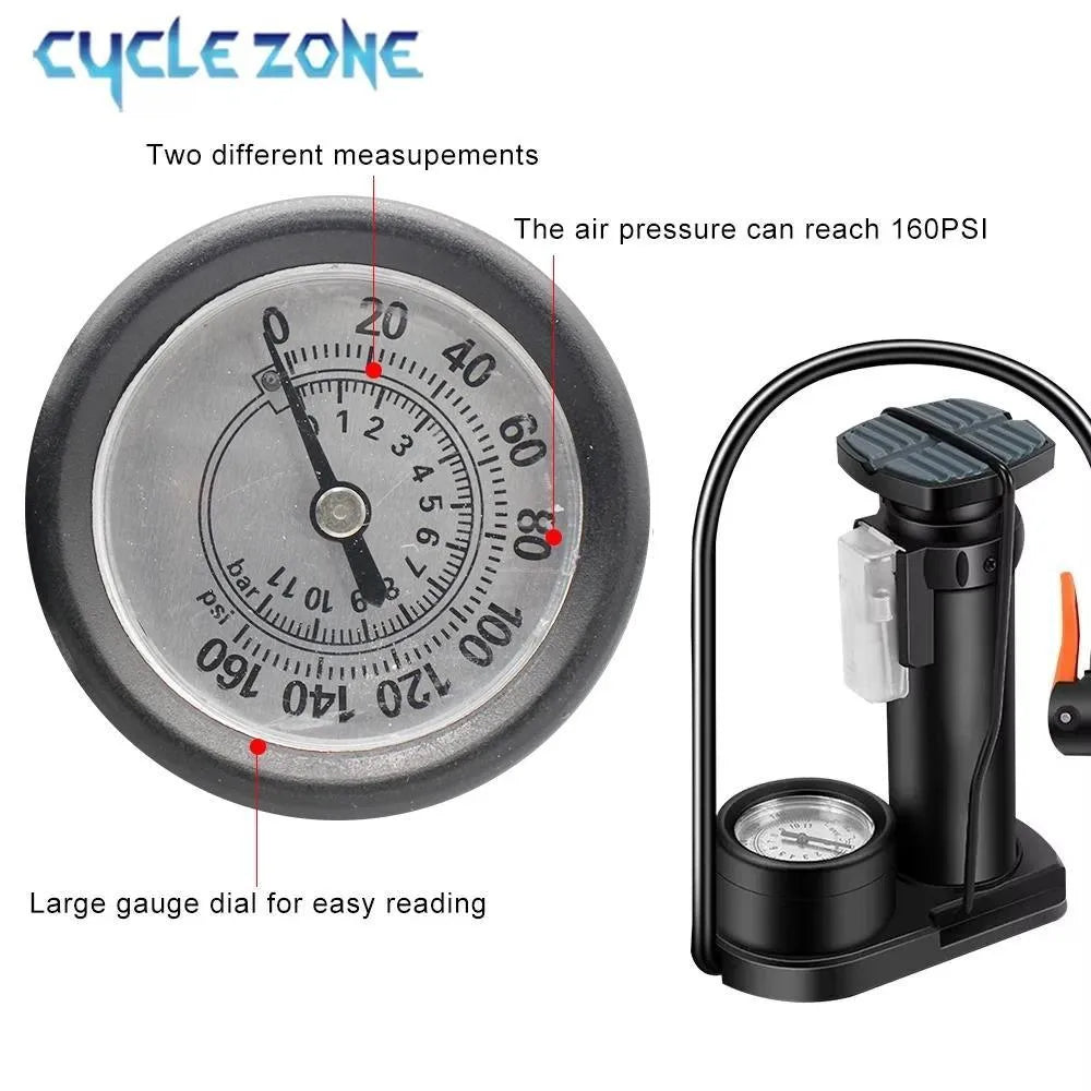 Car Bike Tyre Air Pump with Pressure Gauge Portable Foot