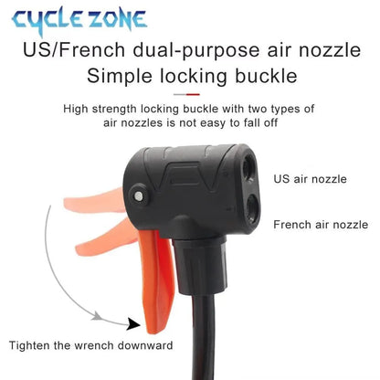 Car Bike Tyre Air Pump with Pressure Gauge Portable Foot