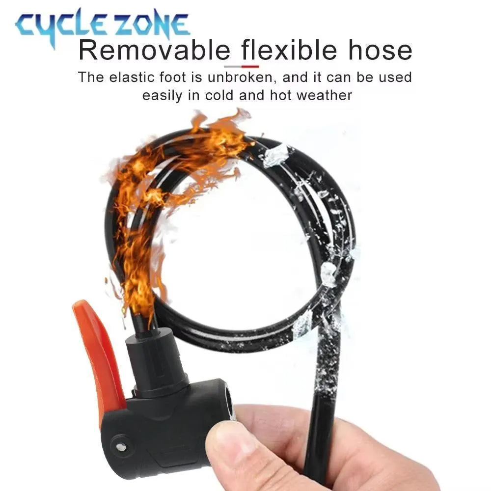 Car Bike Tyre Air Pump with Pressure Gauge Portable Foot