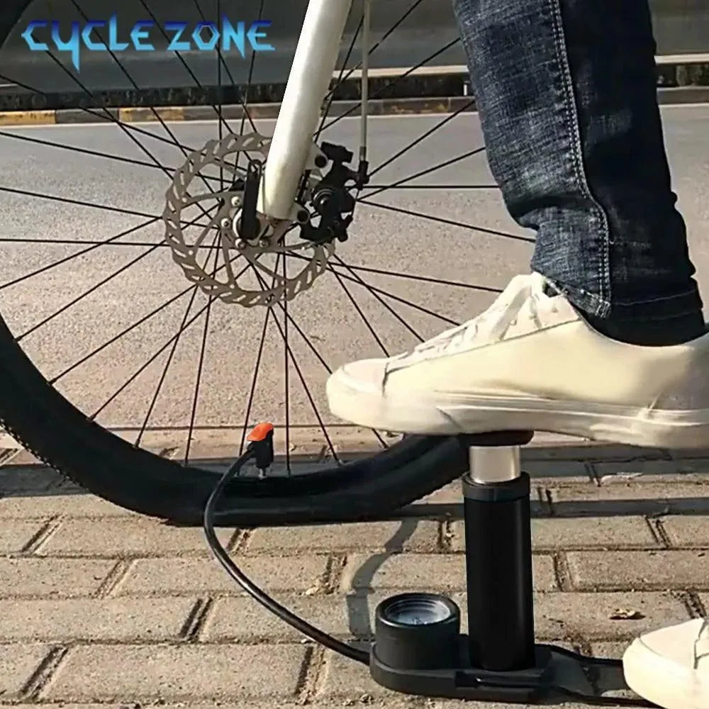 Car Bike Tyre Air Pump with Pressure Gauge Portable Foot