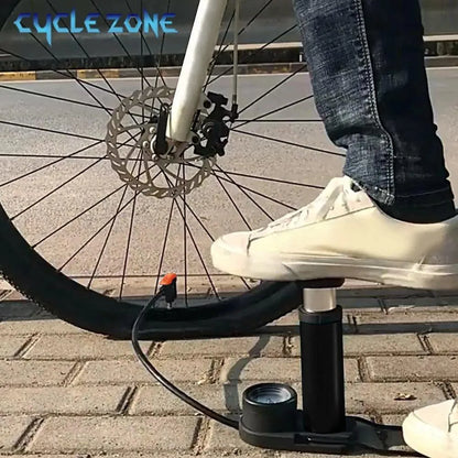 Car Bike Tyre Air Pump with Pressure Gauge Portable Foot