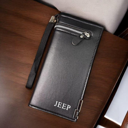 Premium Genuine Leather Long Wallet for Men & Women – 9 Card Slots, Phone & Coin Zipper Pocket (Unisex)