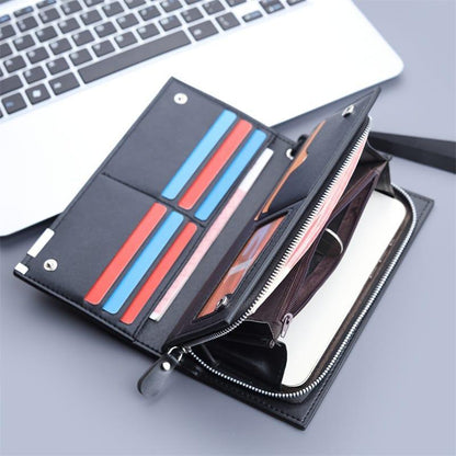 Premium Genuine Leather Long Wallet for Men & Women – 9 Card Slots, Phone & Coin Zipper Pocket (Unisex)