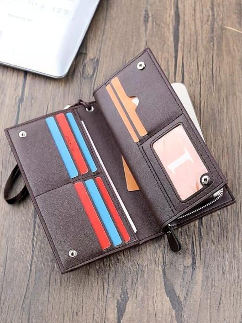 Premium Genuine Leather Long Wallet for Men & Women – 9 Card Slots, Phone & Coin Zipper Pocket (Unisex)