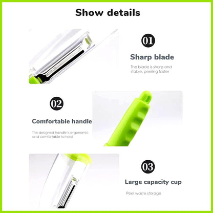 Premium Stainless Steel Vegetable Peeler with Container