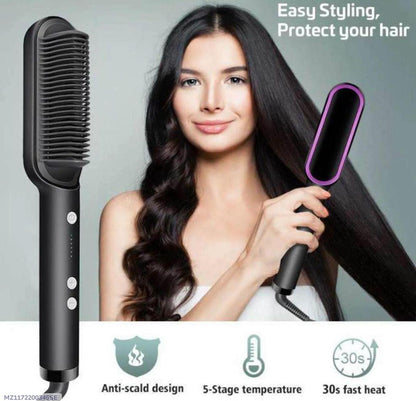 Green Portable Hair Straightener Brush Fast Charging