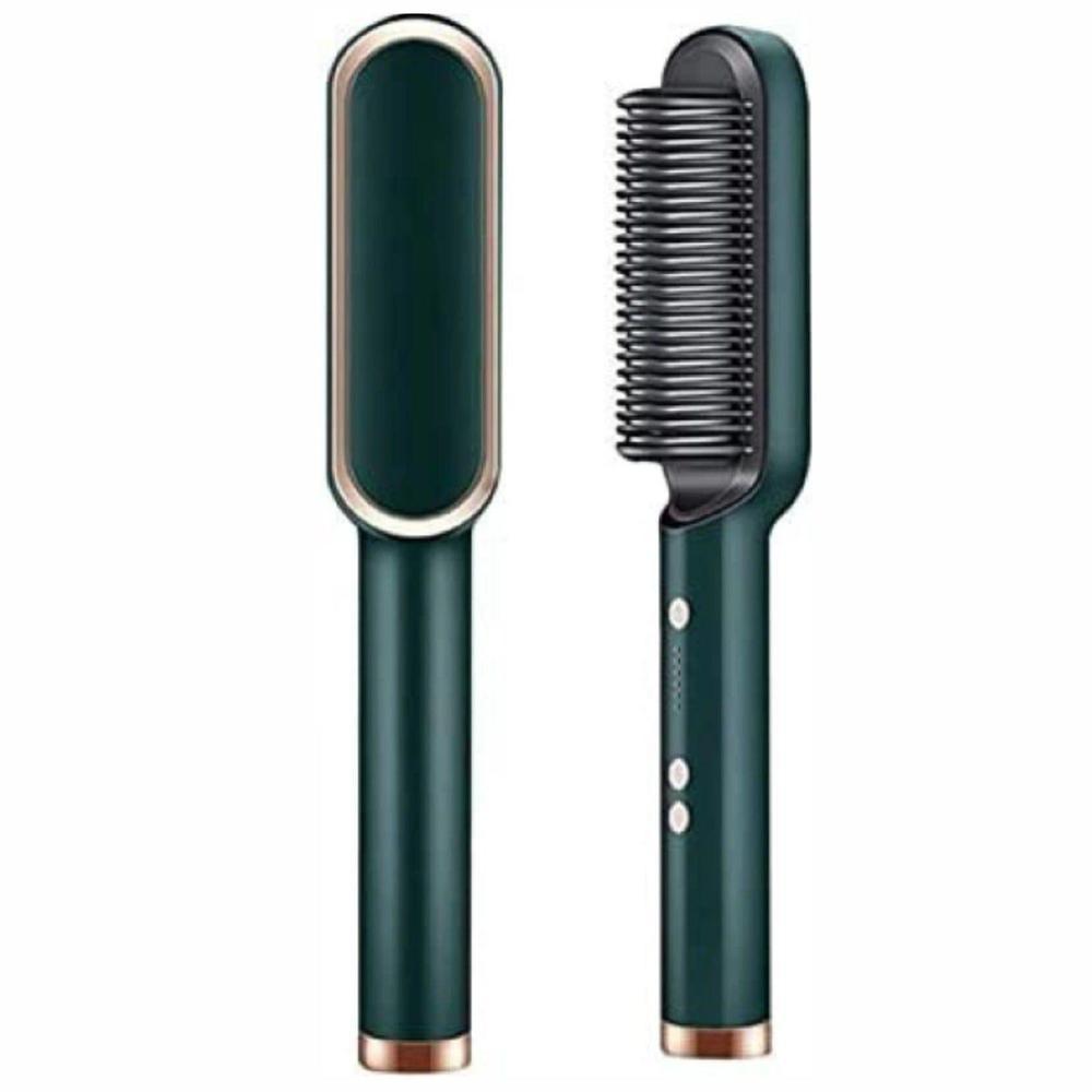 Green Portable Hair Straightener Brush Fast Charging