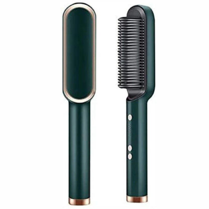 Green Portable Hair Straightener Brush Fast Charging