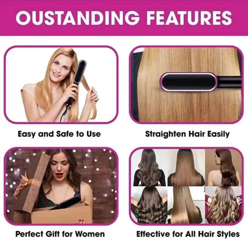 Green Portable Hair Straightener Brush Fast Charging