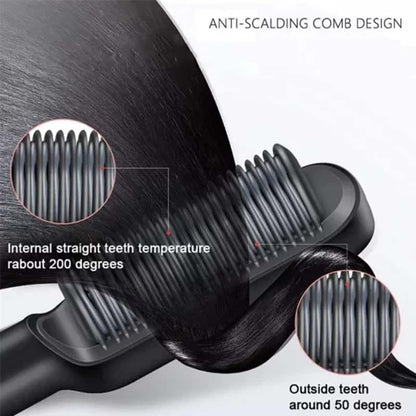 Green Portable Hair Straightener Brush Fast Charging