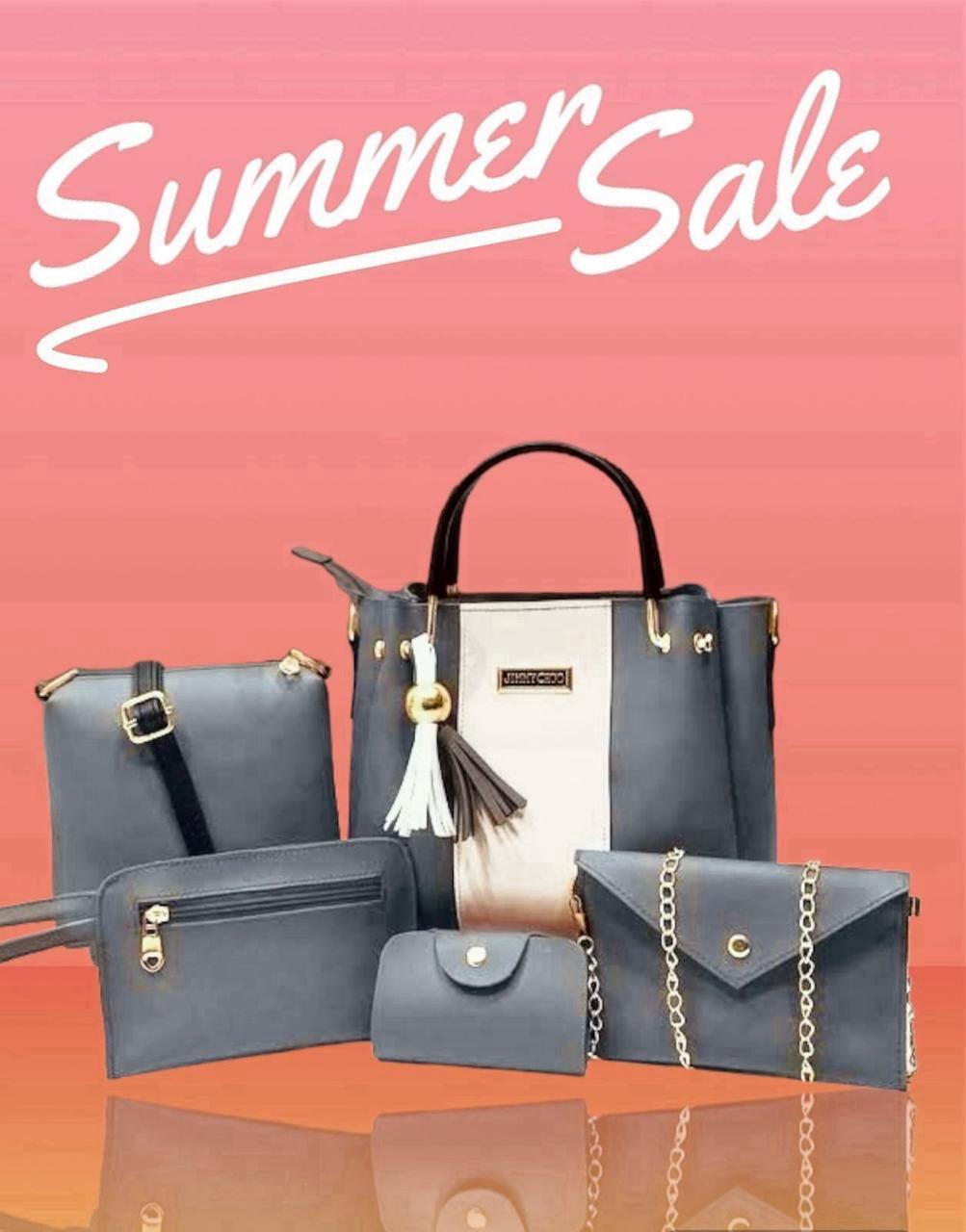 Women’s 5 Pcs Rexine Hand Bag Set – Stylish Ladies Shoulder & Top Handle Purse Combo for Daily Use