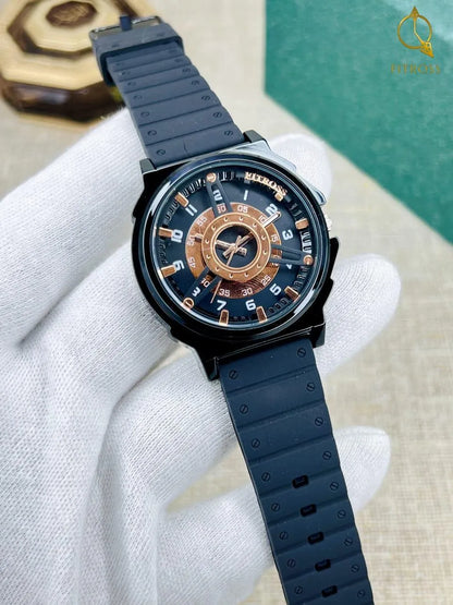 Buy Men's Black Stylish Rubber Strap Watch