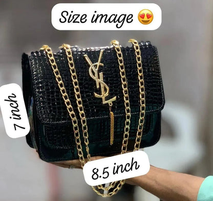 Luxury Croc Leather YSL Chain Crossbody Bag for Women – Stylish White Shoulder Handbag