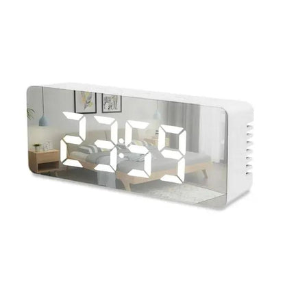 LED Mirror Digital Alarm Clock with Snooze – Modern Desktop Table Clock with LED Display