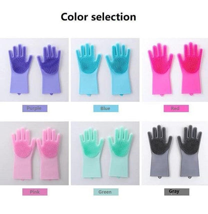 Silicone Dish Washing Gloves with Scrub Brush – Reusable Kitchen Cleaning Gloves for Dishes, Pots & Fruits | Best Price in Pakistan