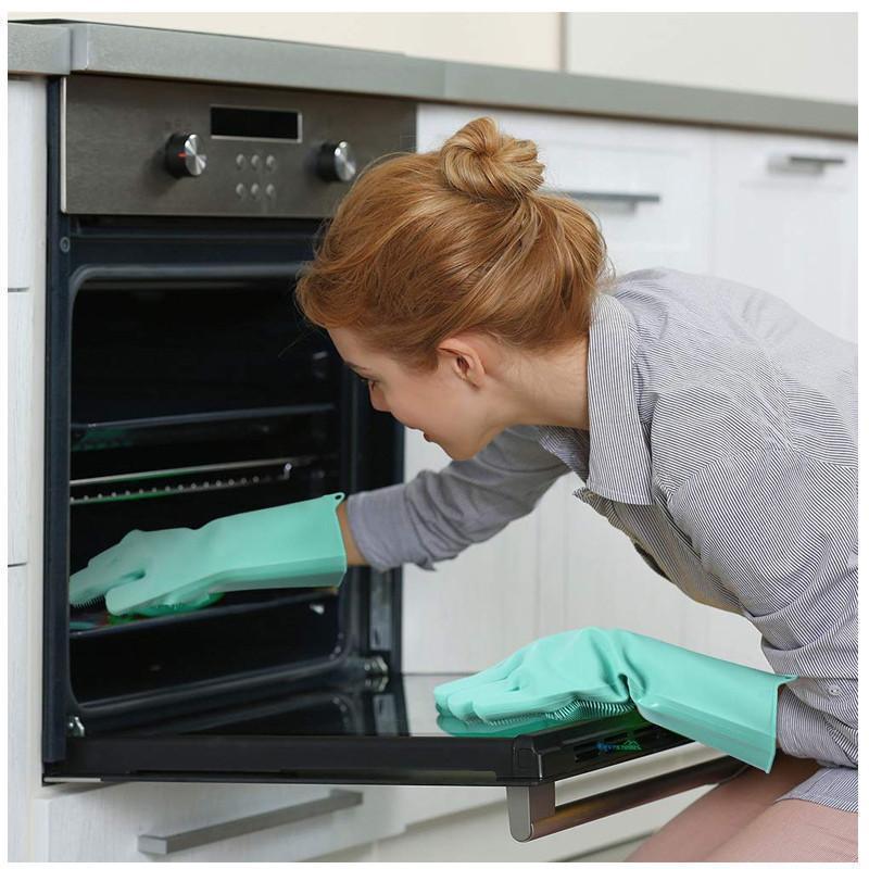 Silicone Dish Washing Gloves with Scrub Brush – Reusable Kitchen Cleaning Gloves for Dishes, Pots & Fruits | Best Price in Pakistan