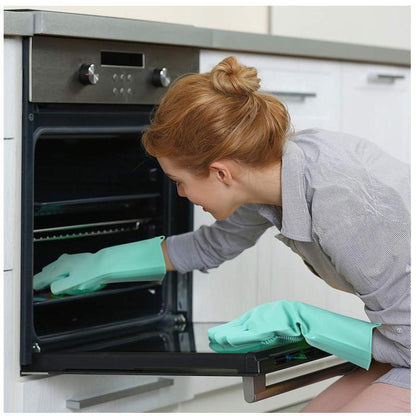 Silicone Dish Washing Gloves with Scrub Brush – Reusable Kitchen Cleaning Gloves for Dishes, Pots & Fruits | Best Price in Pakistan