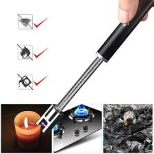 Portable Rechargeable Electric Lighter – USB Flameless Windproof Lighter for Kitchen, BBQ & Camping