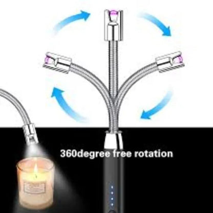 Portable Rechargeable Electric Lighter – USB Flameless Windproof Lighter for Kitchen, BBQ & Camping