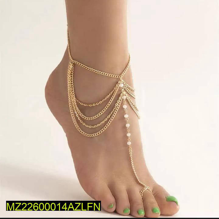 Golden Layered Chain Anklet for Women – Adjustable Stylish Foot Jewelry