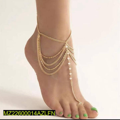 Golden Layered Chain Anklet for Women – Adjustable Stylish Foot Jewelry