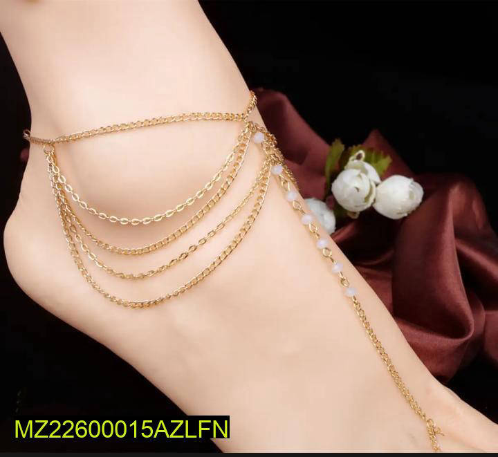 Golden Layered Chain Anklet for Women – Adjustable Stylish Foot Jewelry