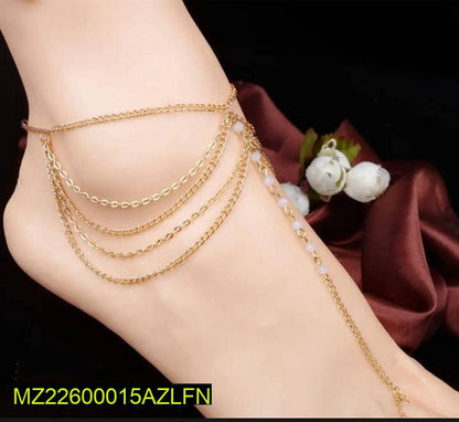 Golden Layered Chain Anklet for Women – Adjustable Stylish Foot Jewelry