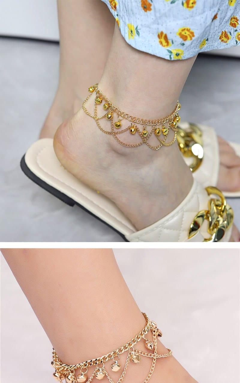 Gold Plated Bell Anklet for Women – Elegant Golden Payal