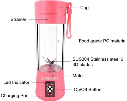 Portable 6 Blade Electric Juice Blender Bottle – USB Rechargeable Smoothie Maker for Home, Office & Travel in Pakistan